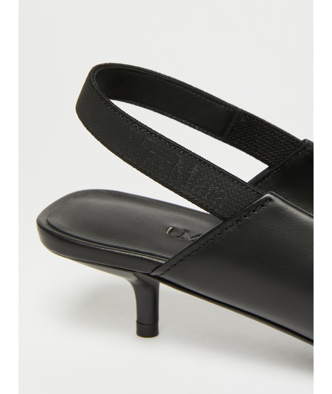 MAX MARA Черные кожаные лодочки на низком каблуке, фото 4