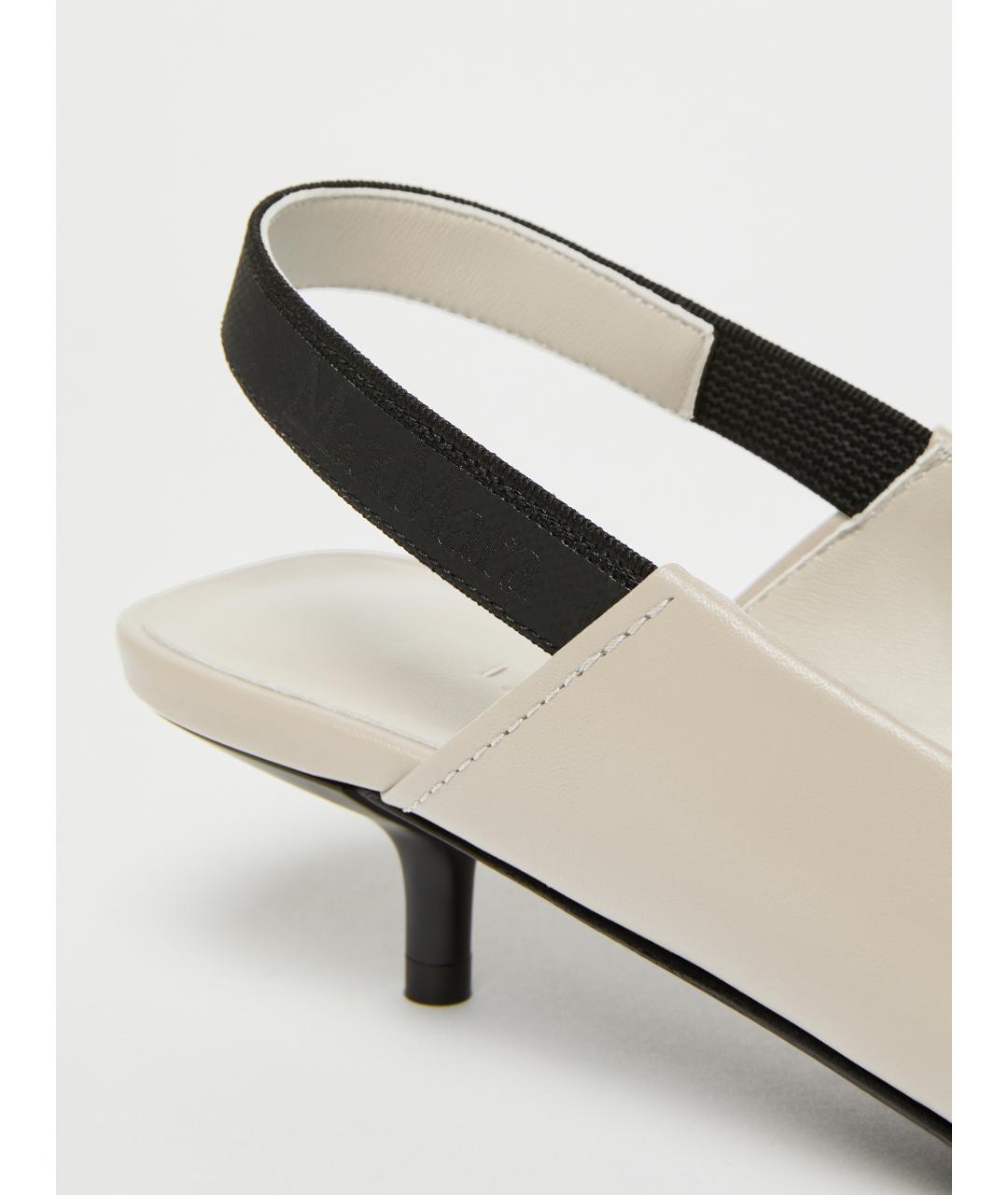 MAX MARA Бежевые кожаные лодочки на низком каблуке, фото 4