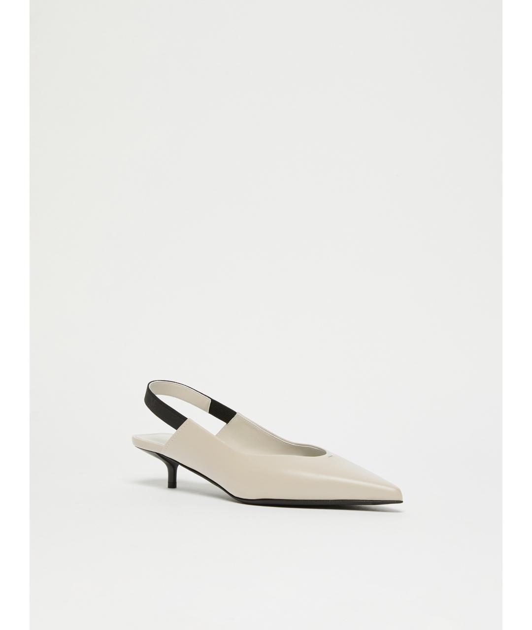 MAX MARA Бежевые кожаные лодочки на низком каблуке, фото 2