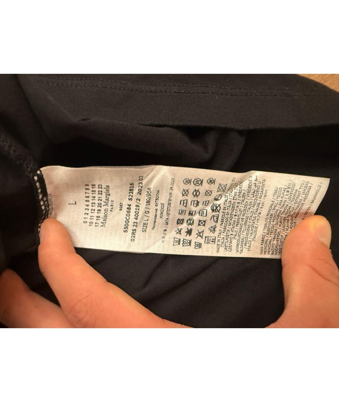 MAISON MARGIELA Черная хлопковая футболка, фото 3