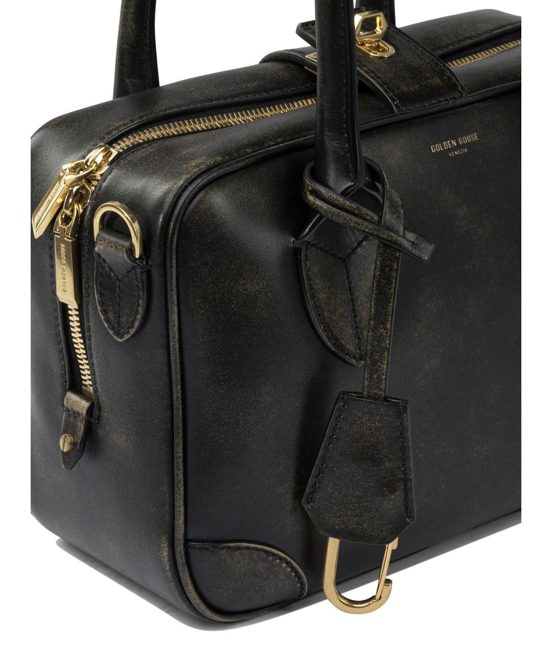 GOLDEN GOOSE DELUXE BRAND Черная кожаная сумка тоут, фото 4