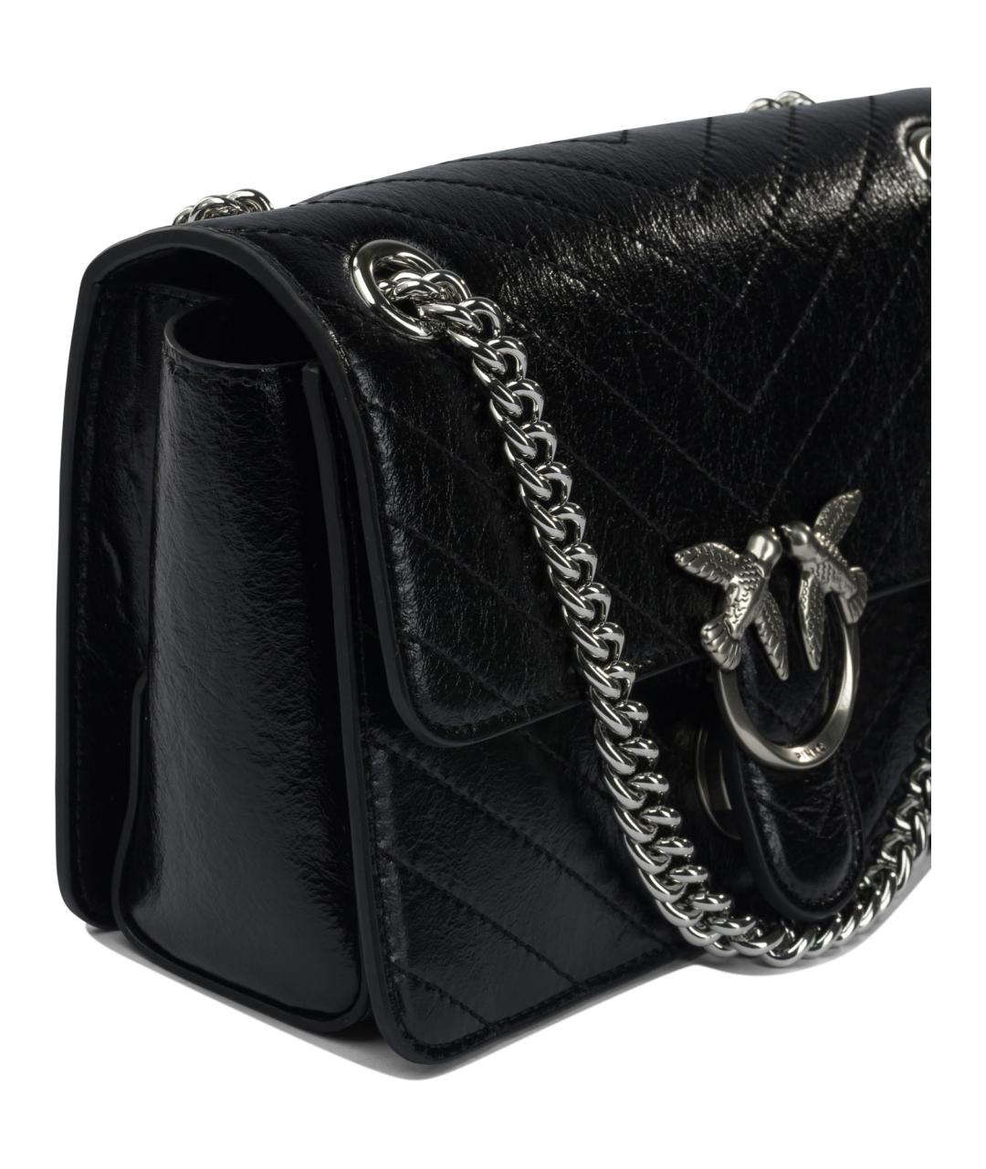 PINKO Черная кожаная сумка через плечо, фото 4