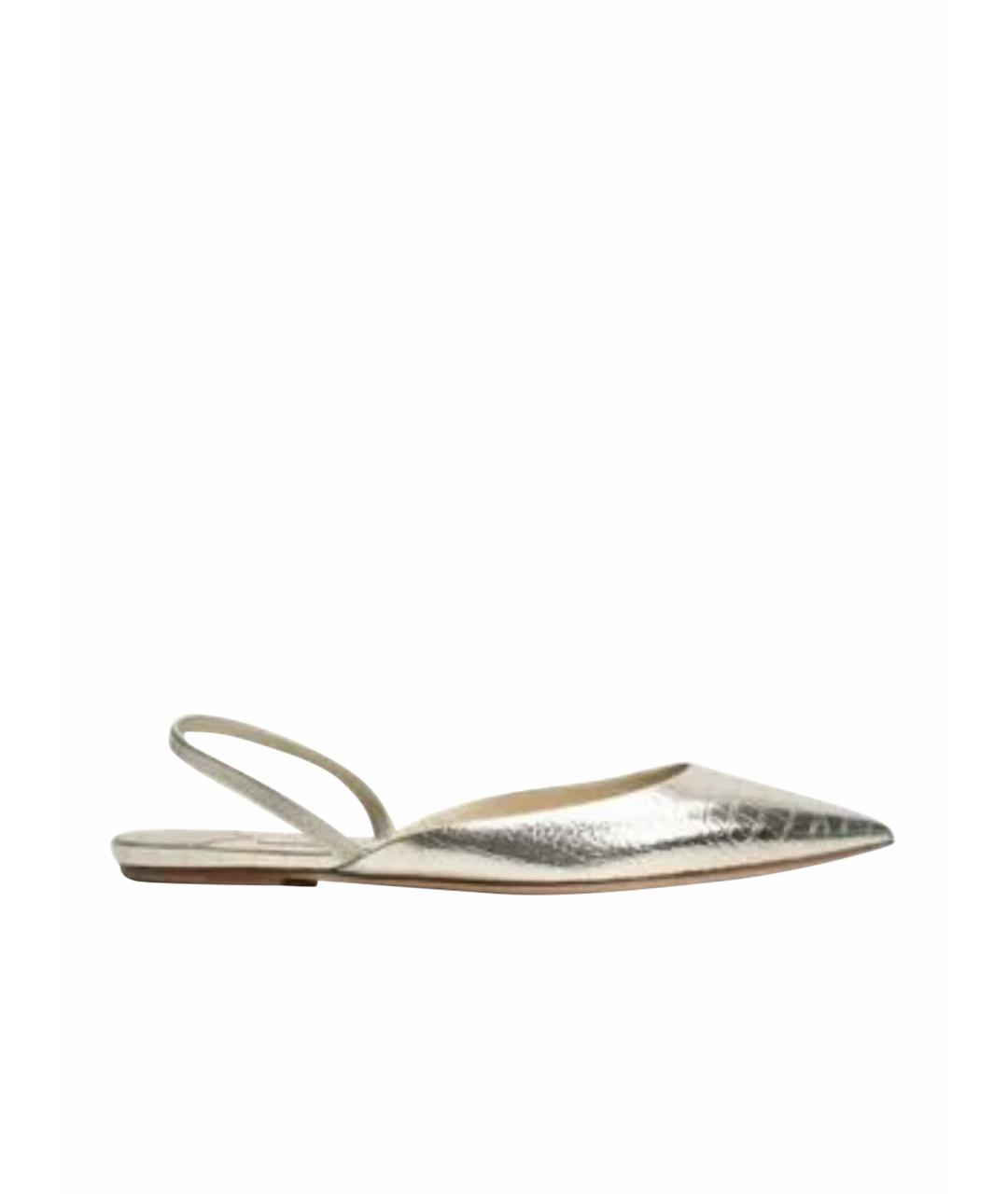 JIMMY CHOO Золотые кожаные балетки, фото 1