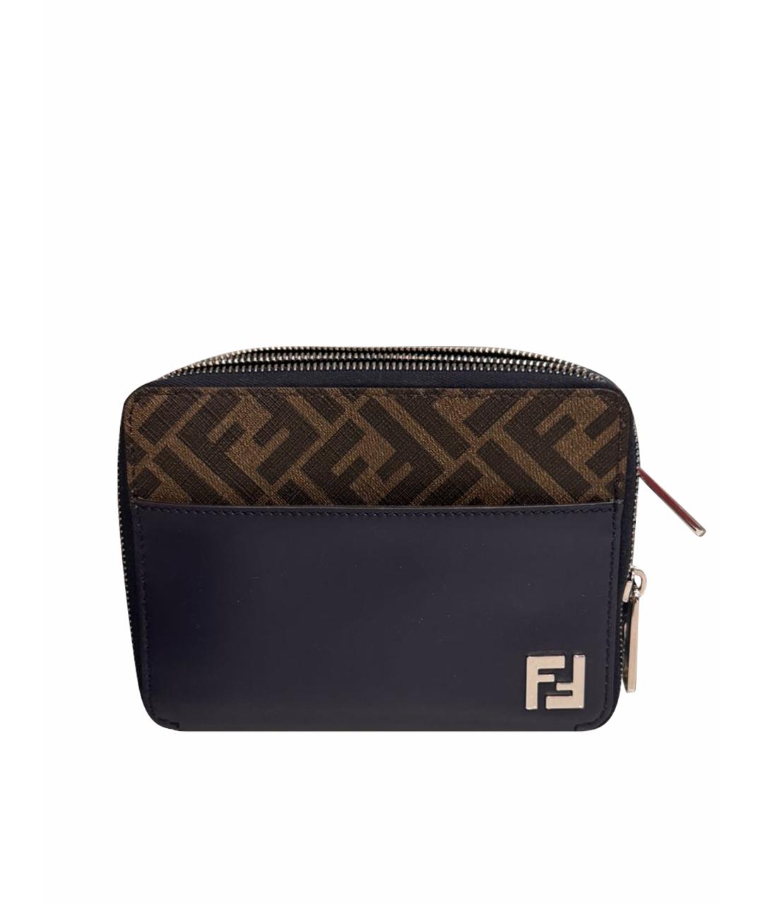 FENDI Темно-синяя кожаная сумка на плечо, фото 1