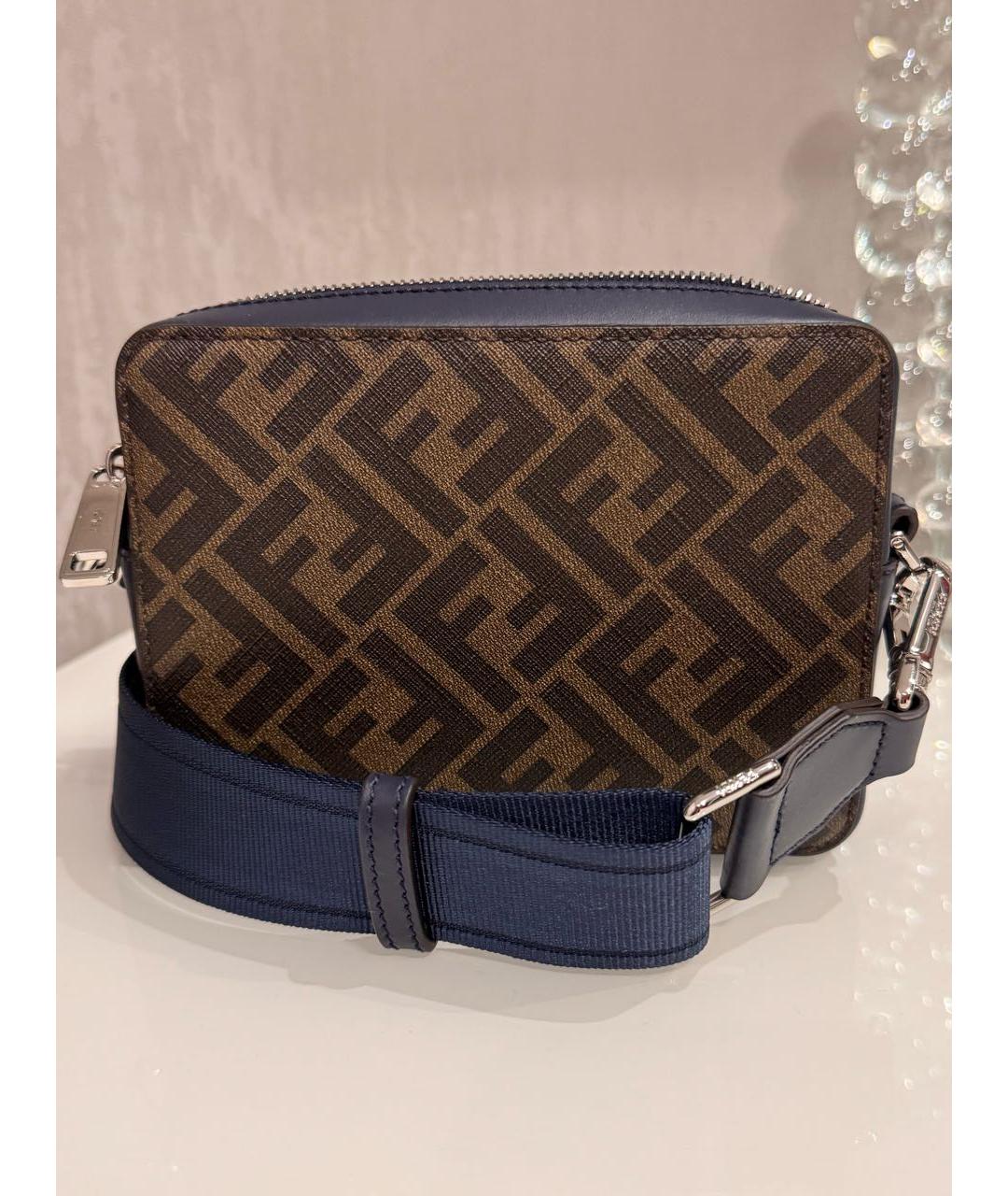 FENDI Темно-синяя кожаная сумка на плечо, фото 3