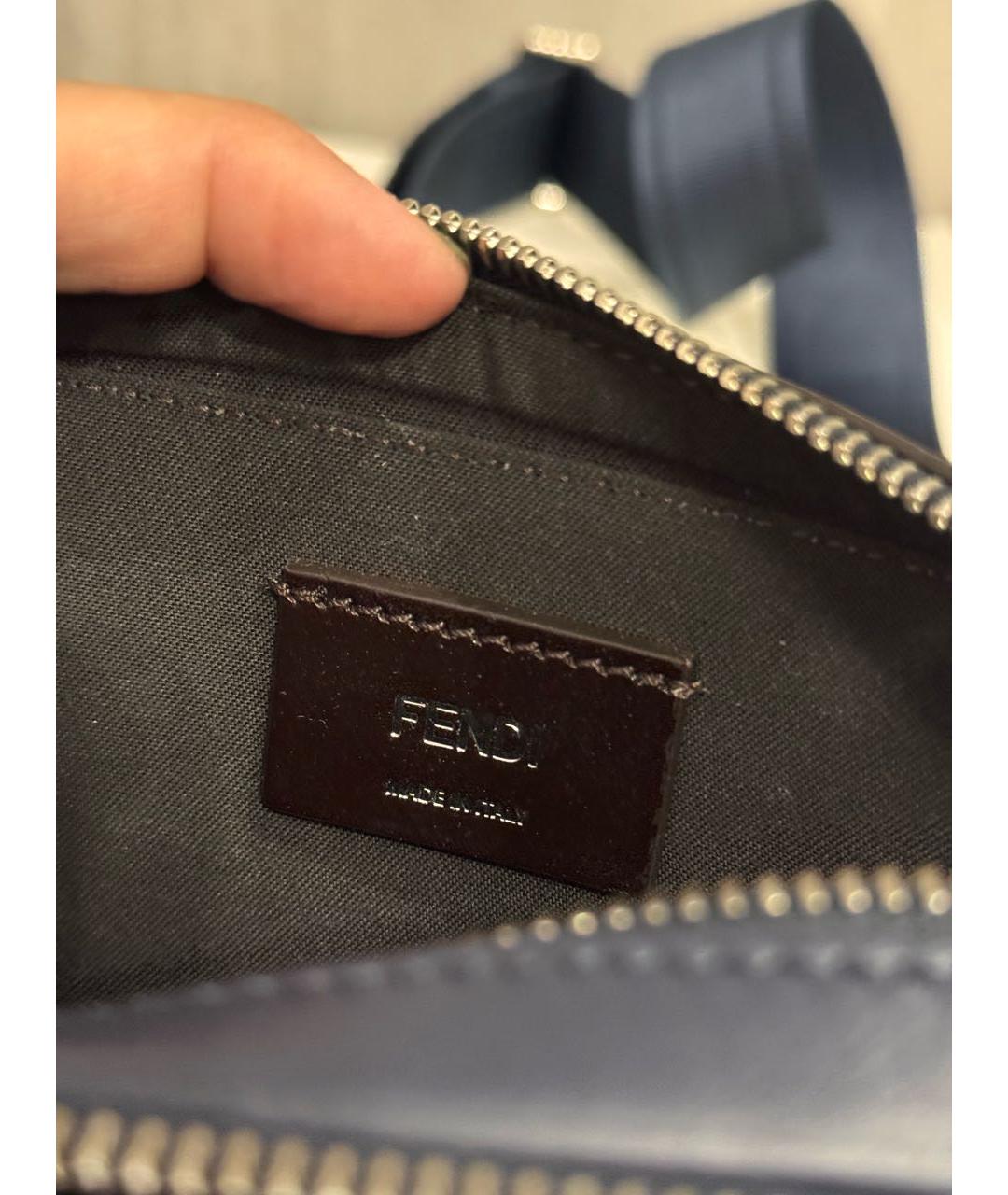 FENDI Темно-синяя кожаная сумка на плечо, фото 8