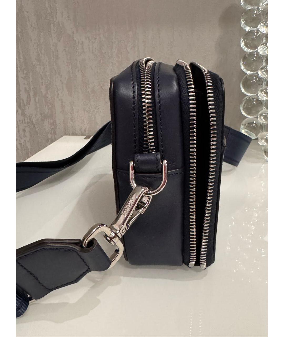 FENDI Темно-синяя кожаная сумка на плечо, фото 2
