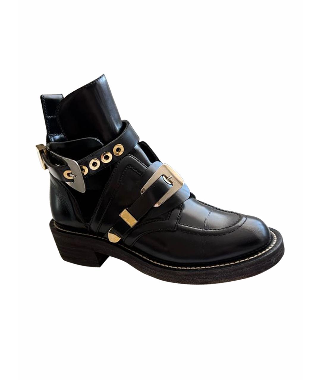 BALENCIAGA Черные кожаные ботинки, фото 1