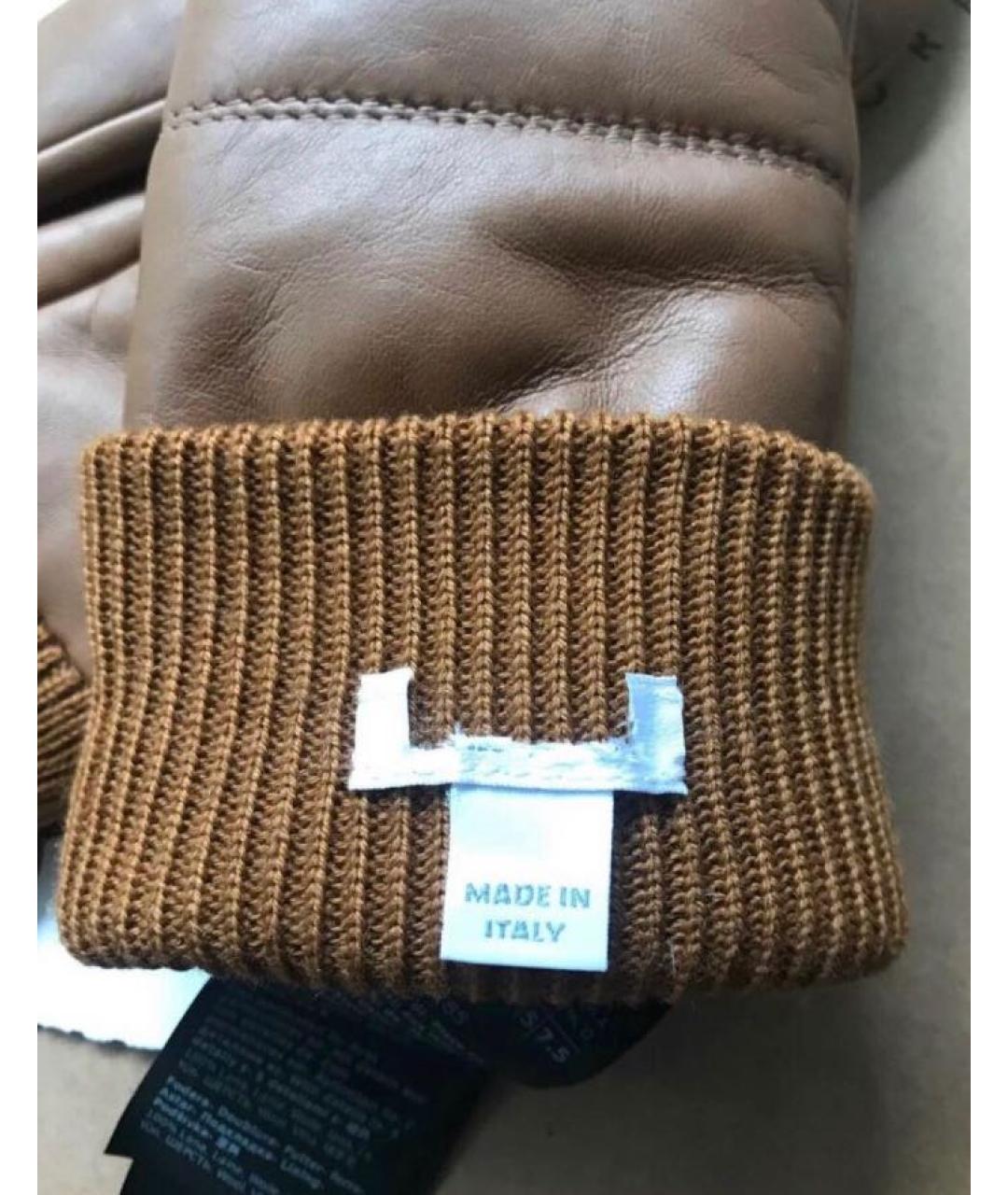 MAX MARA Коричневые кожаные варежки, фото 5