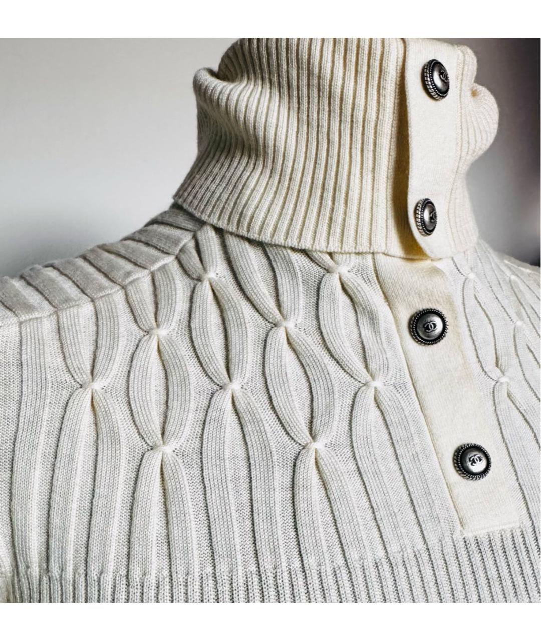 CHANEL Белое шерстяное повседневное платье, фото 3