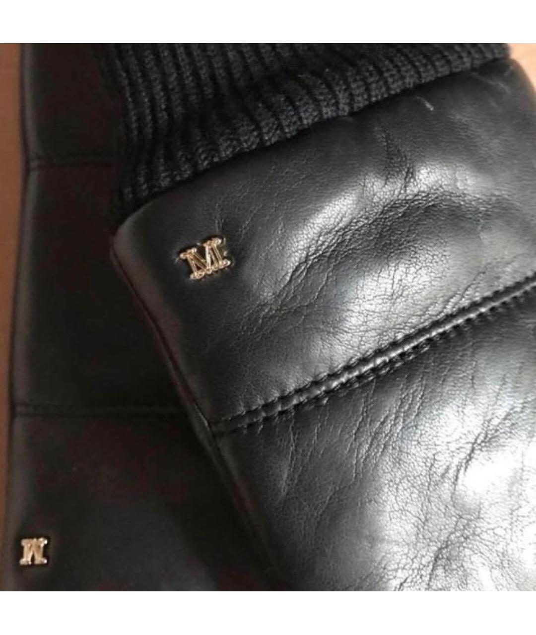 MAX MARA Черные кожаные варежки, фото 4