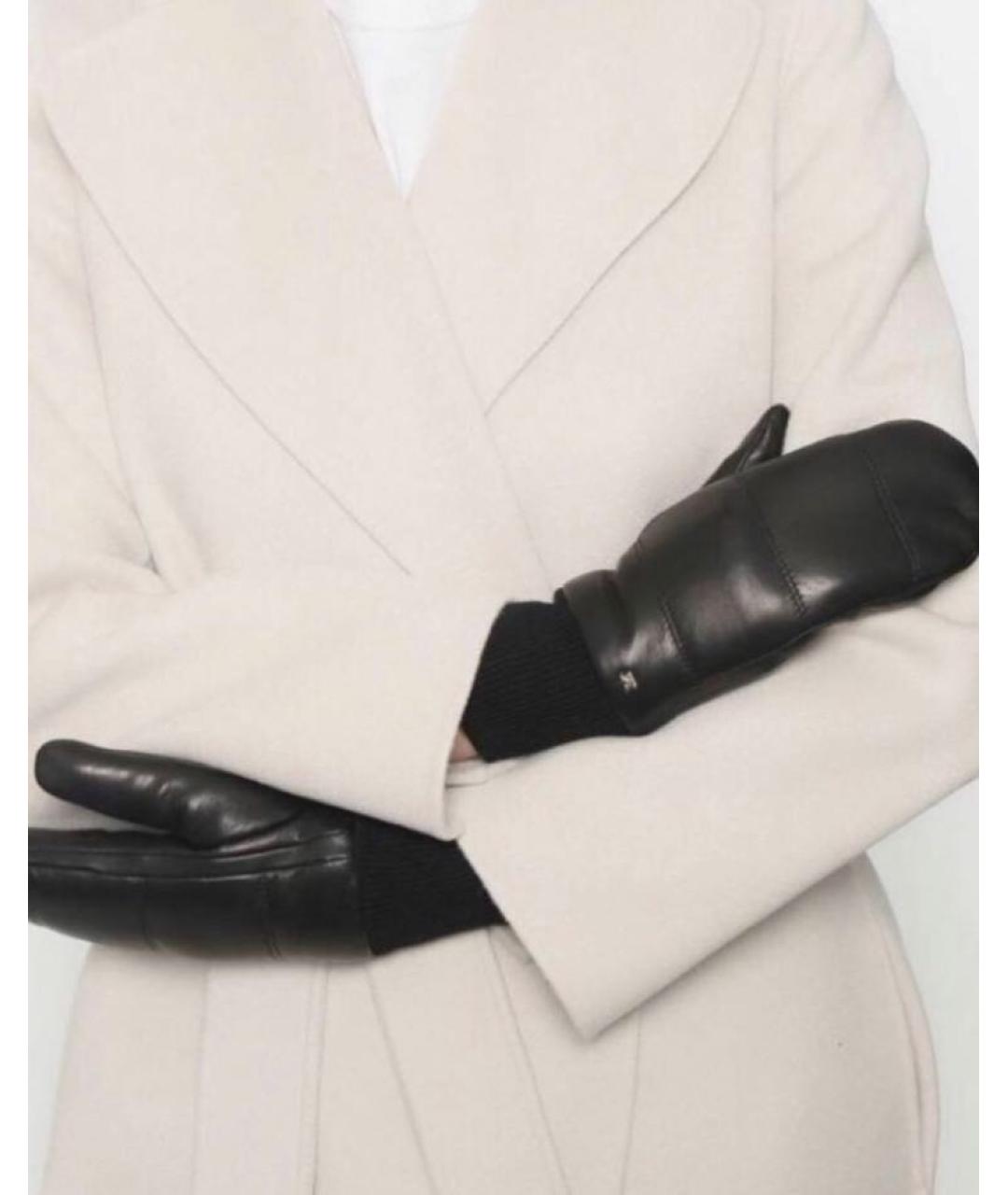 MAX MARA Черные кожаные варежки, фото 7
