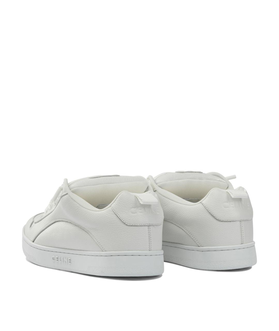 CELINE Белые кожаные низкие кроссовки / кеды, фото 4