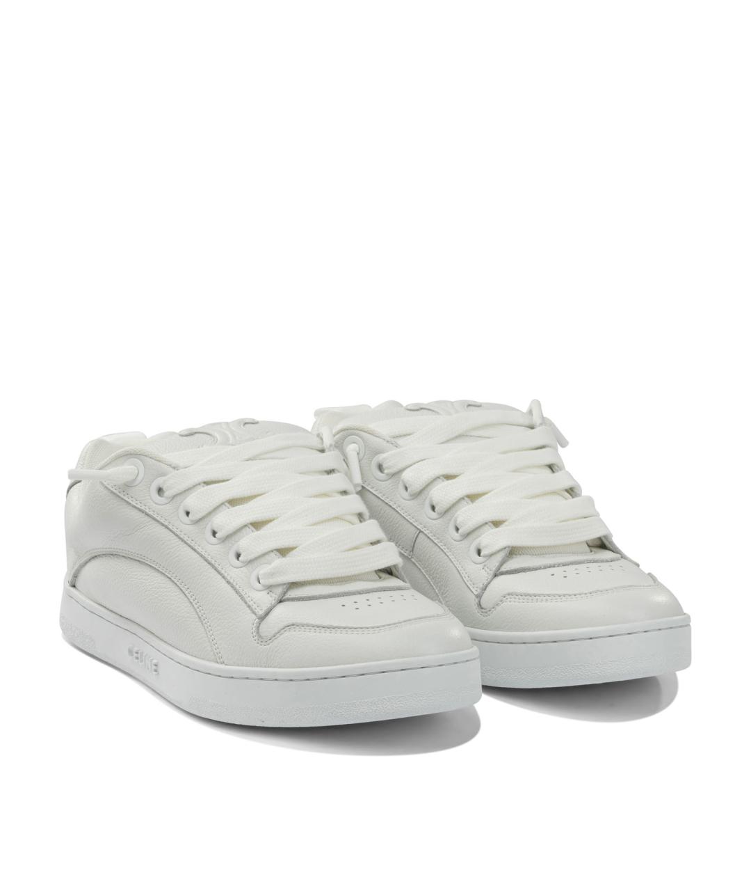 CELINE Белые кожаные низкие кроссовки / кеды, фото 2
