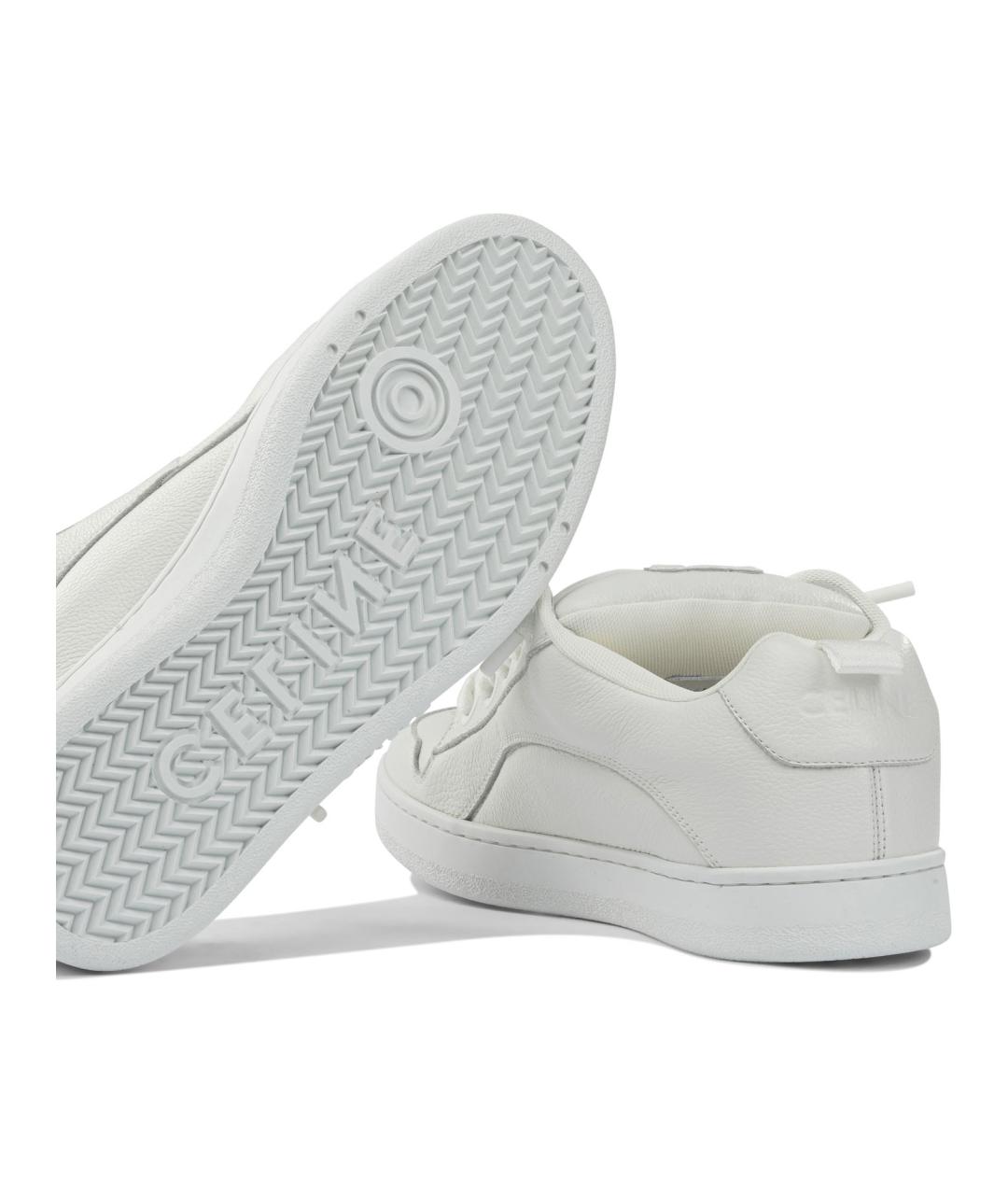 CELINE Белые кожаные низкие кроссовки / кеды, фото 5