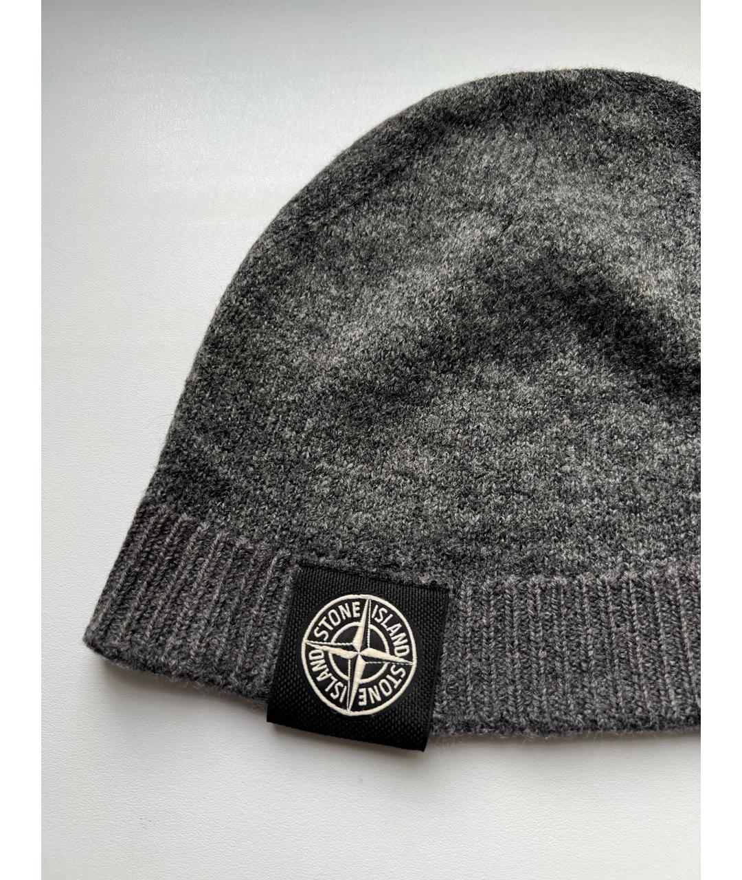 STONE ISLAND Антрацитовая шерстяная шапка, фото 3