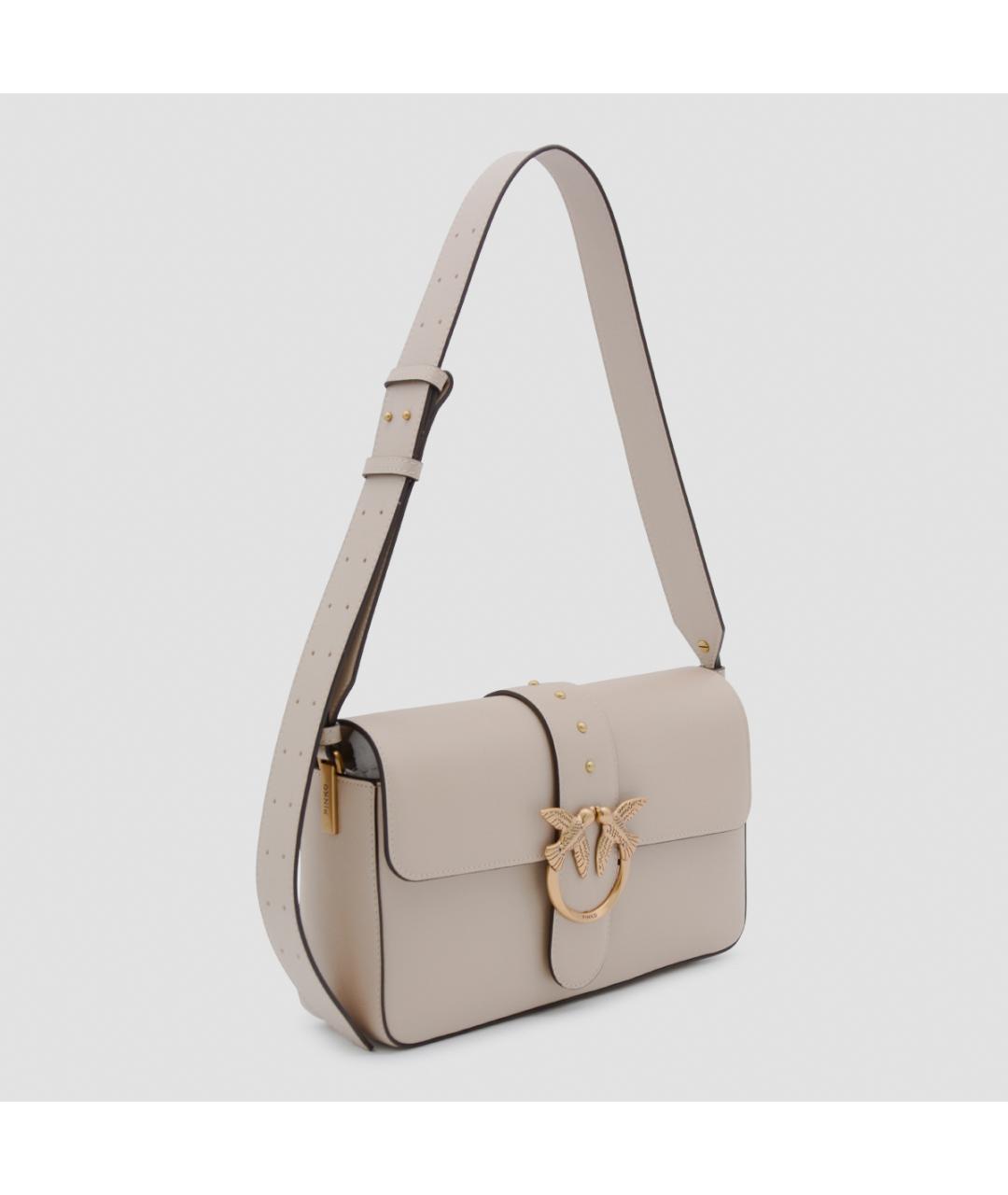 PINKO Бежевая кожаная сумка через плечо, фото 2