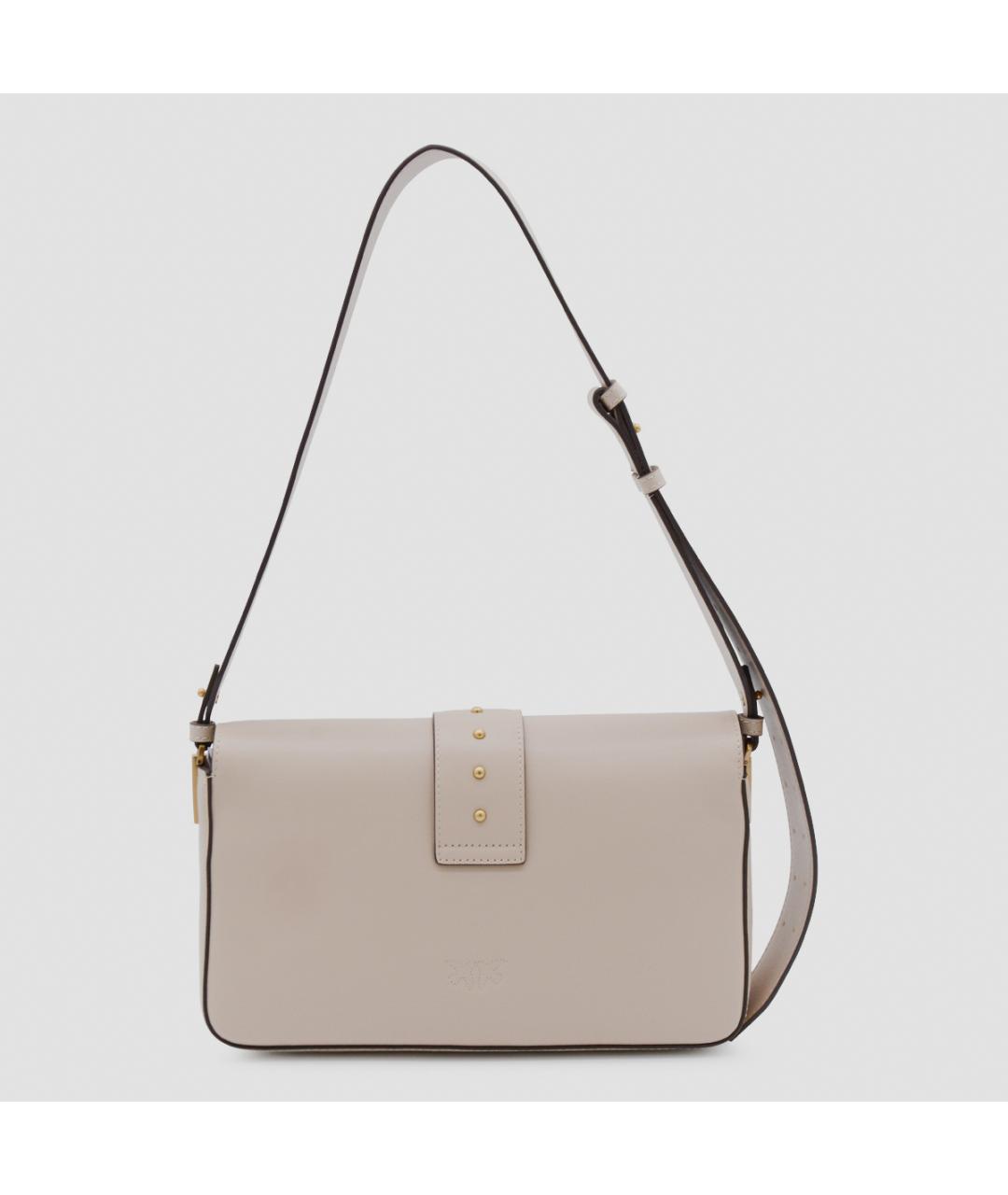 PINKO Бежевая кожаная сумка через плечо, фото 3