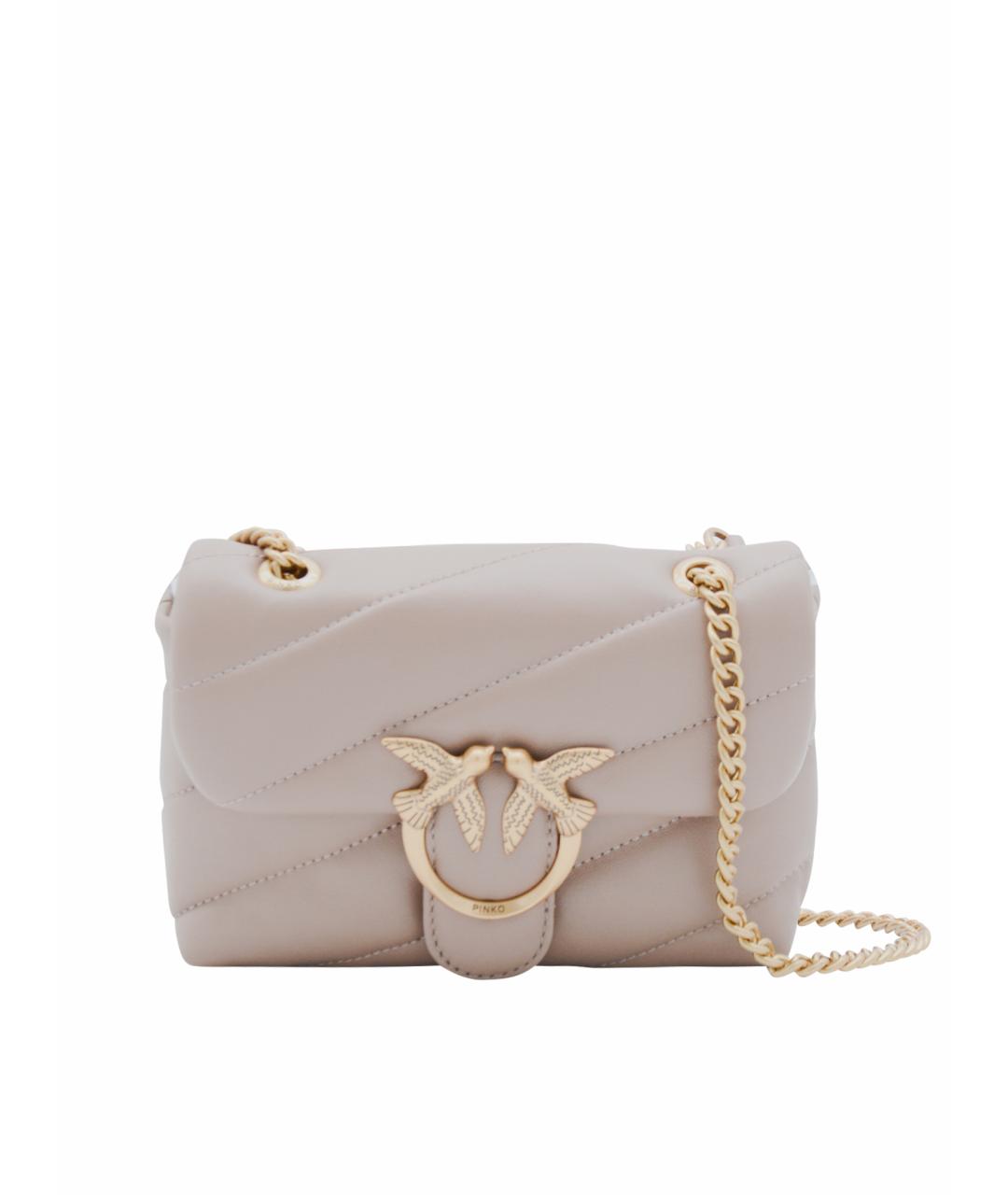 PINKO Бежевая кожаная сумка через плечо, фото 1