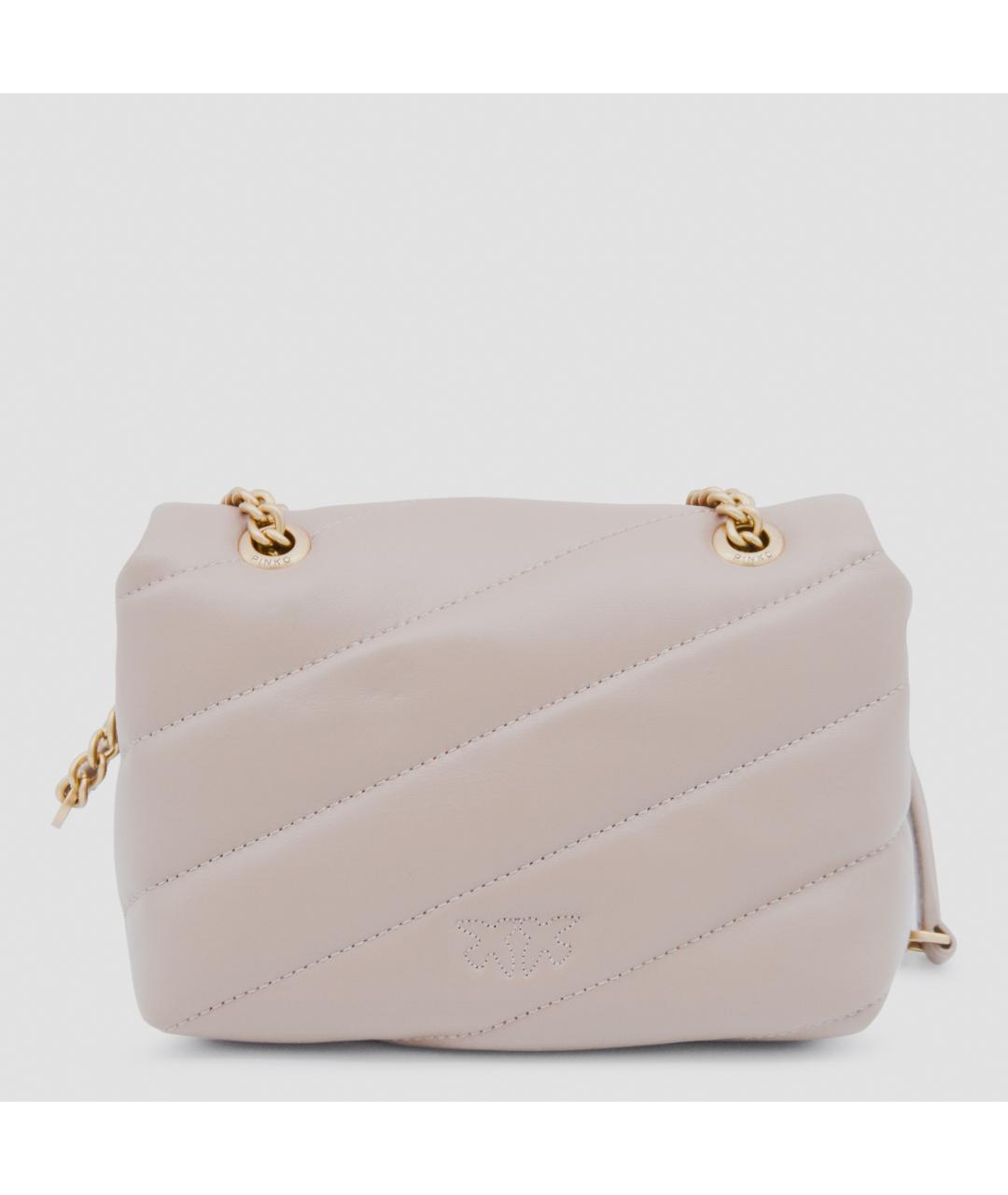 PINKO Бежевая кожаная сумка через плечо, фото 3