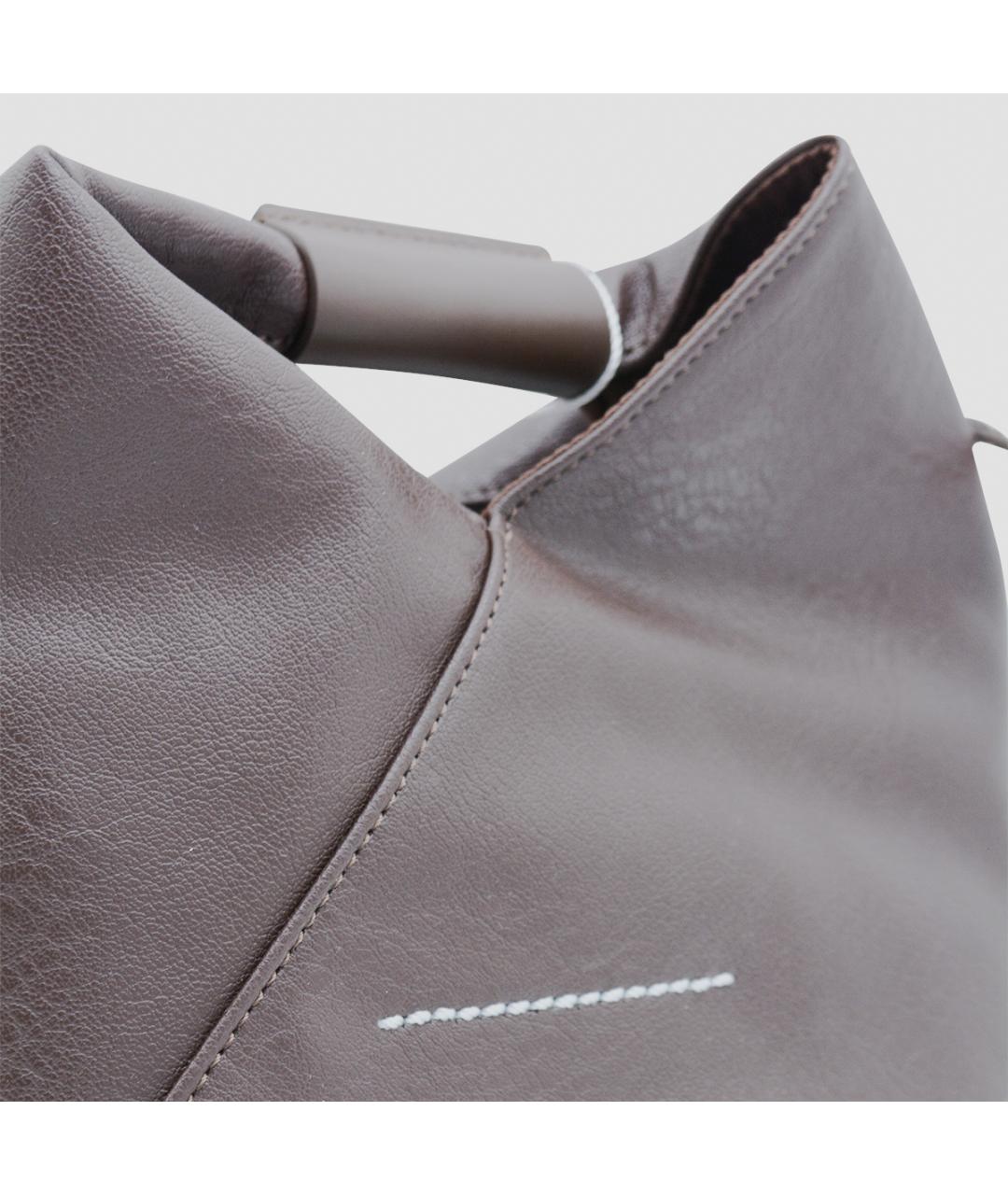 MM6 MAISON MARGIELA Коричневая кожаная сумка с короткими ручками, фото 4