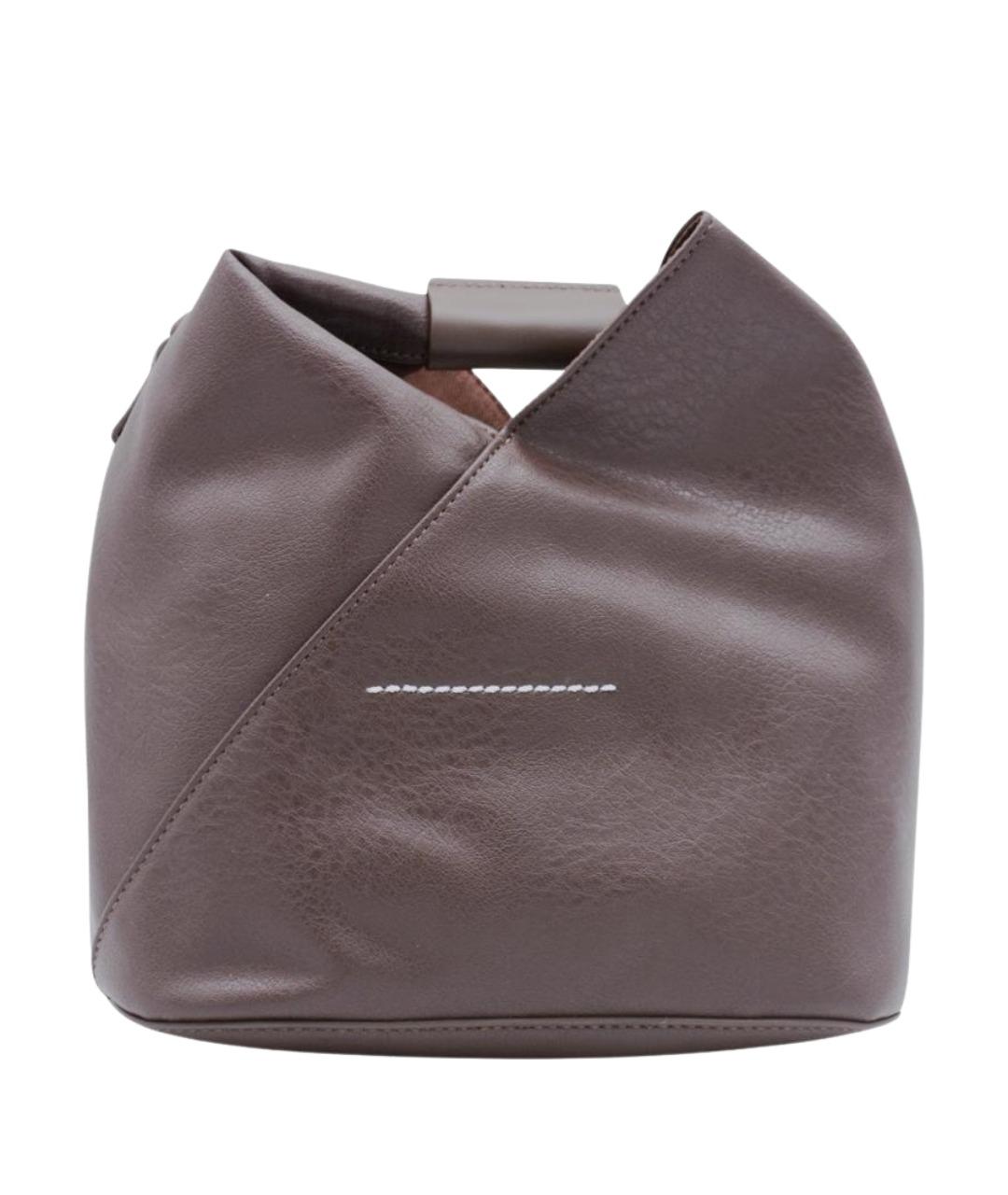 MM6 MAISON MARGIELA Коричневая кожаная сумка с короткими ручками, фото 1