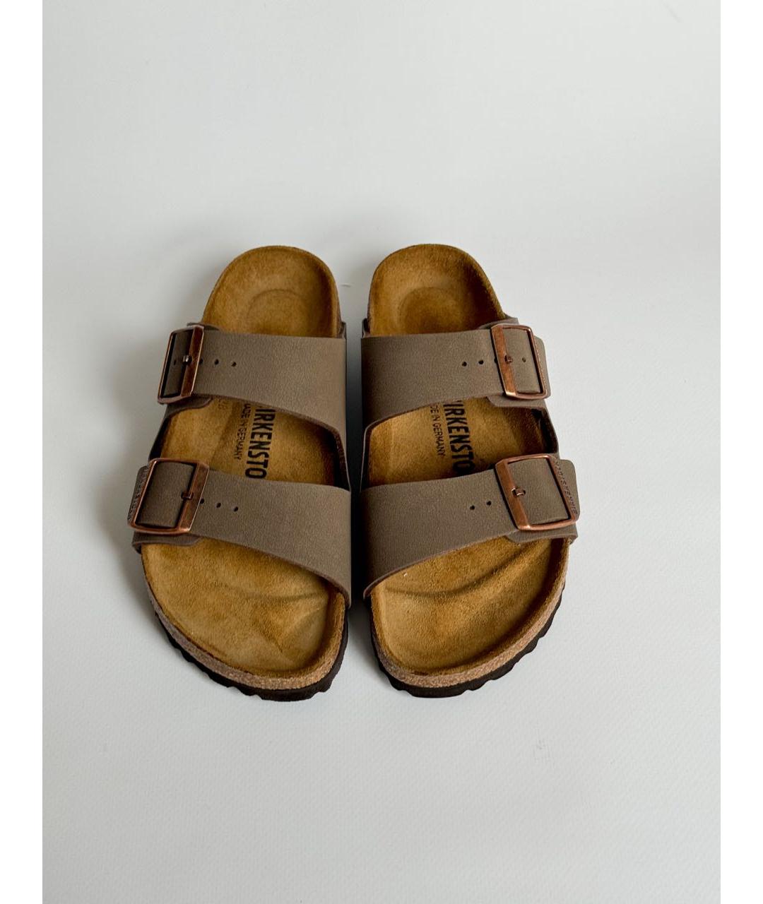 BIRKENSTOCK Бежевые замшевые шлепанцы, фото 2