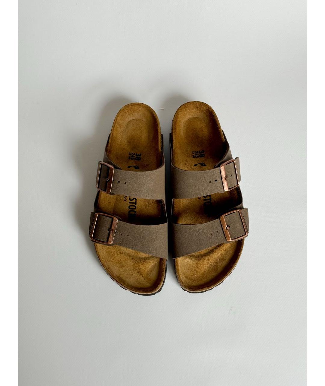 BIRKENSTOCK Бежевые замшевые шлепанцы, фото 3