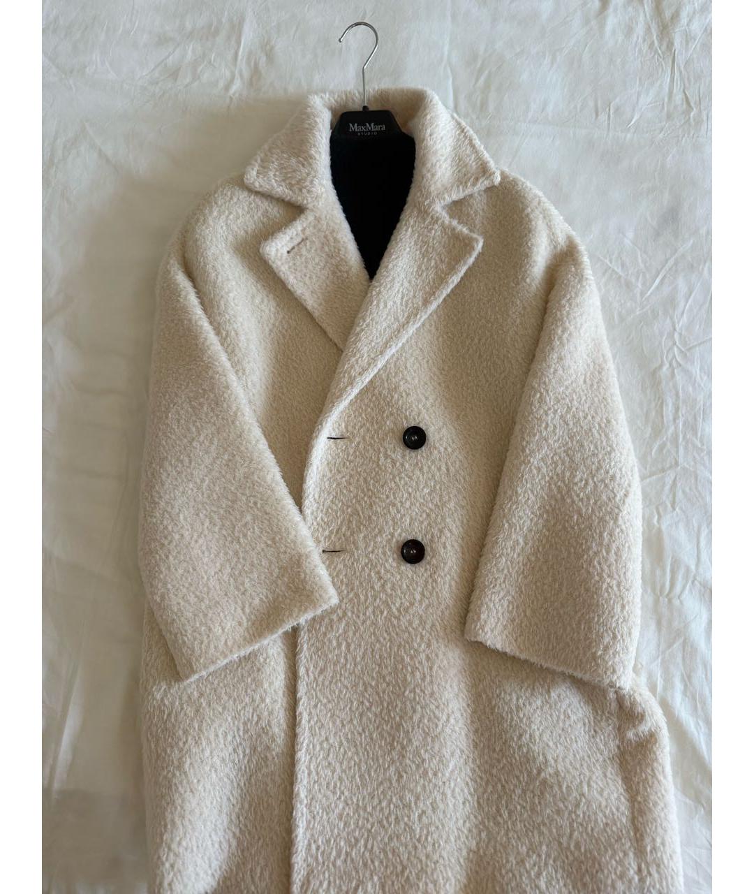 MAX MARA STUDIO Белое шерстяное пальто, фото 5