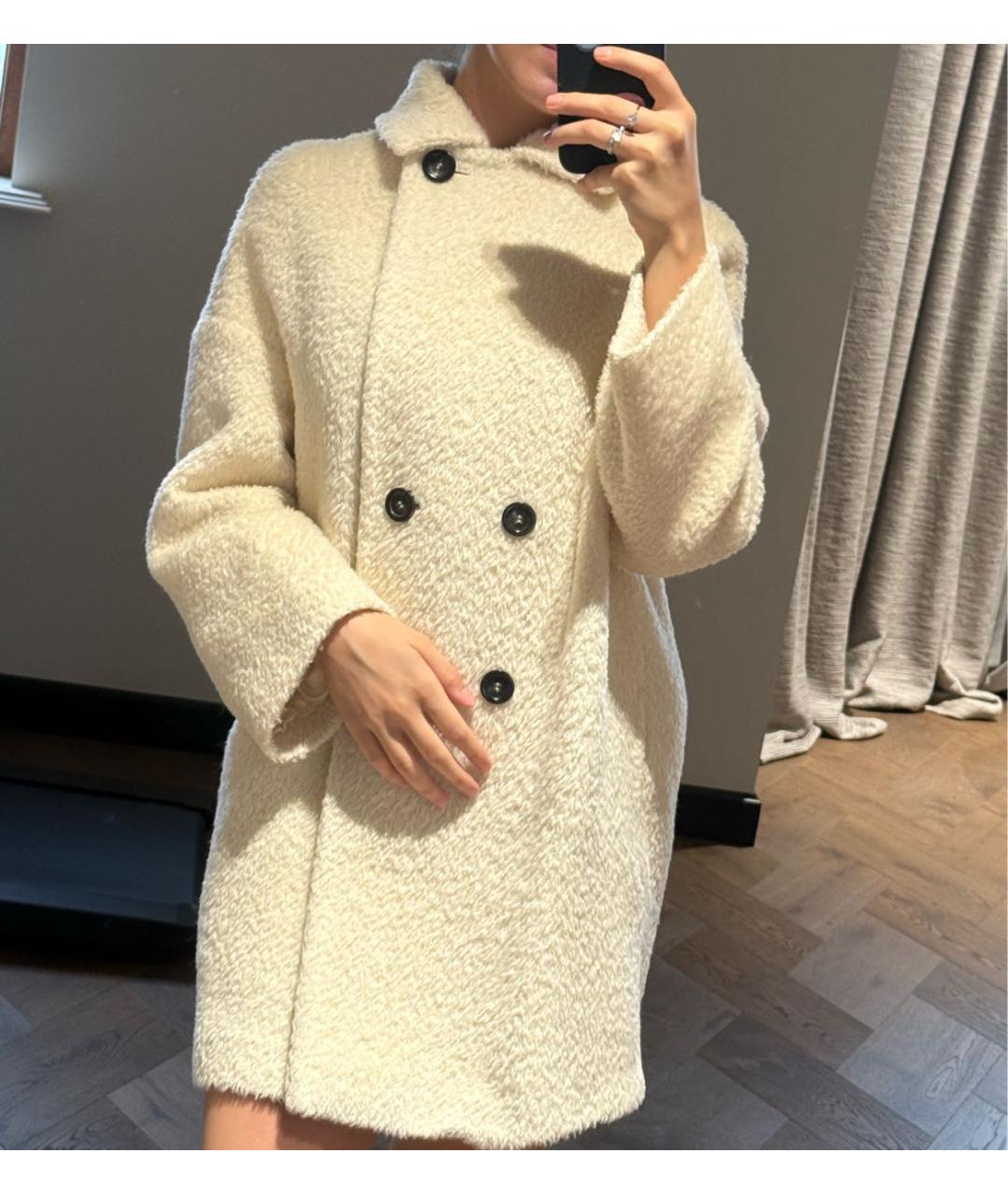 MAX MARA STUDIO Белое шерстяное пальто, фото 9