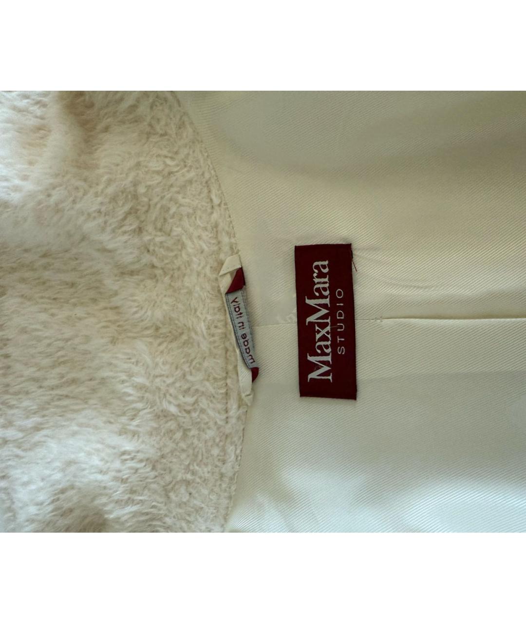MAX MARA STUDIO Белое шерстяное пальто, фото 3