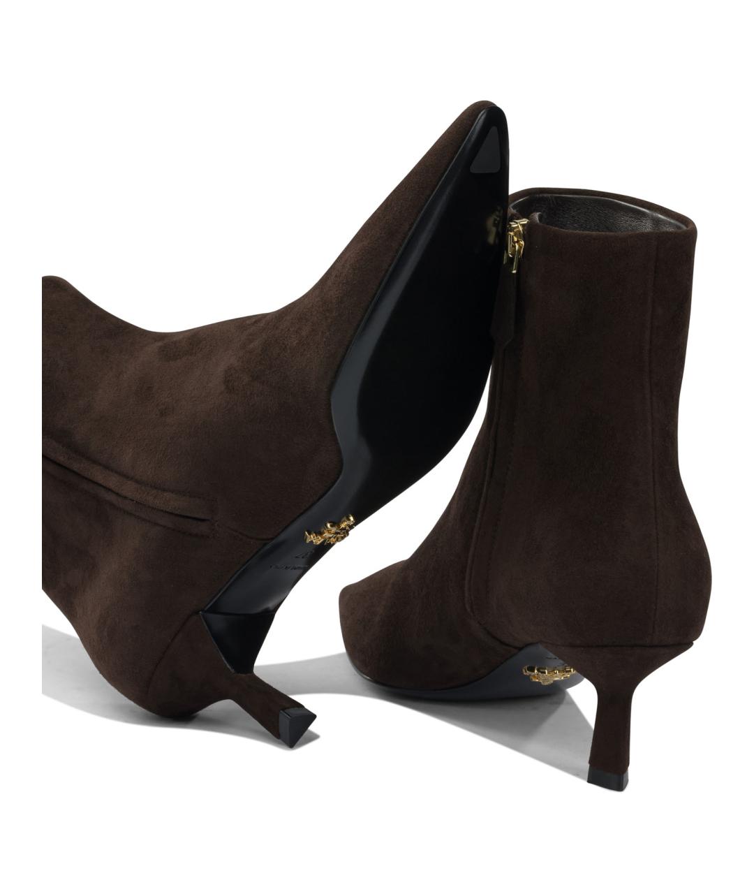 PRADA Коричневые замшевые ботильоны, фото 5