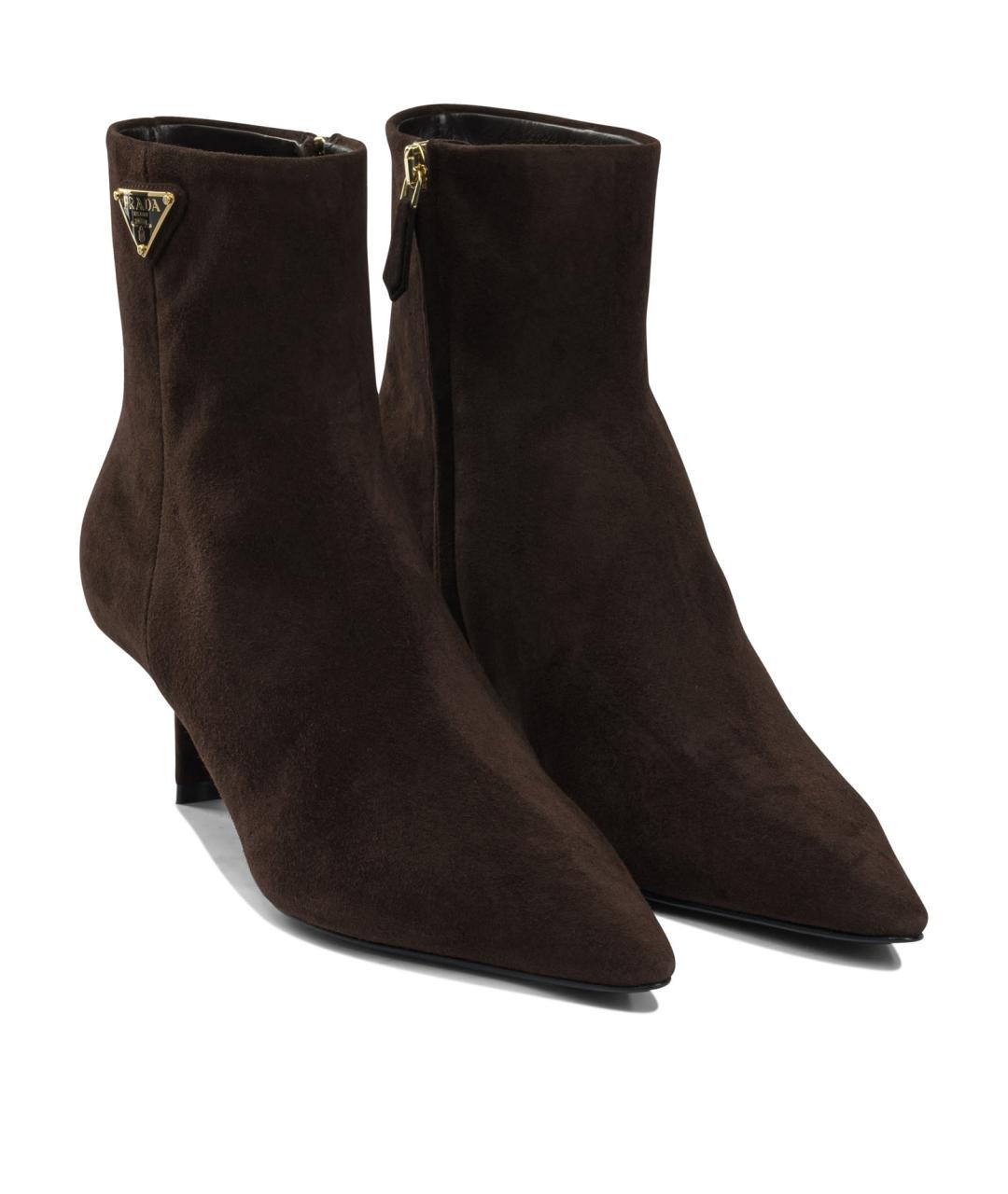 PRADA Коричневые замшевые ботильоны, фото 2