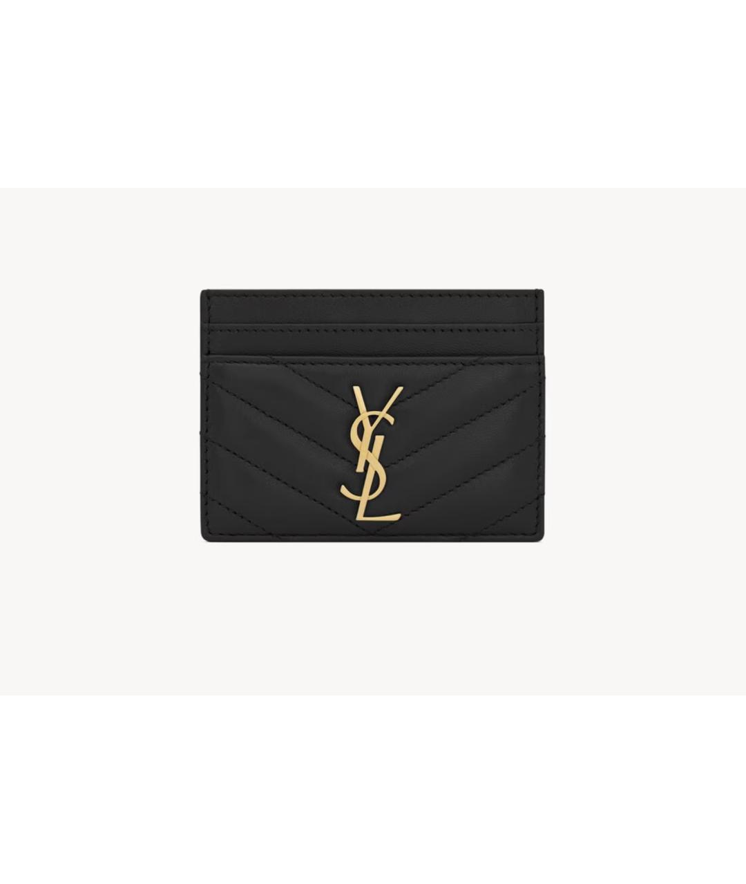 SAINT LAURENT Черный кожаный кардхолдер, фото 4