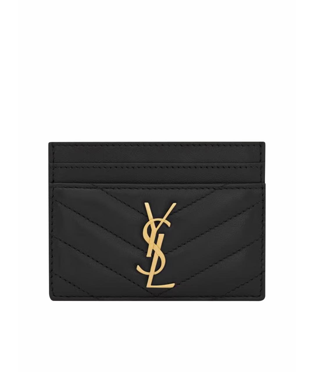 SAINT LAURENT Черный кожаный кардхолдер, фото 1