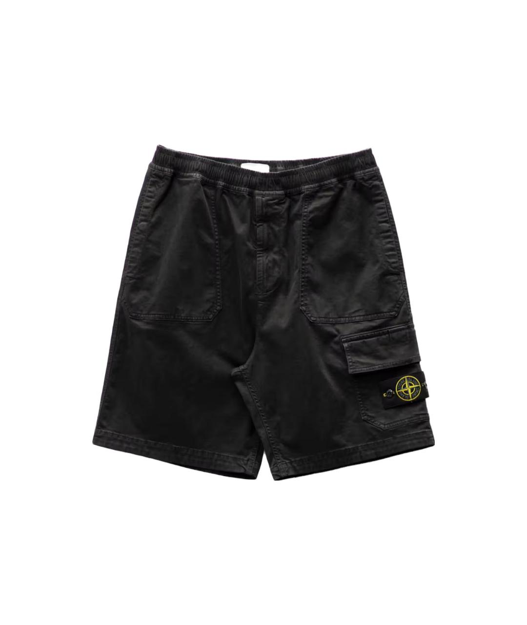 STONE ISLAND Черные хлопковые шорты, фото 1