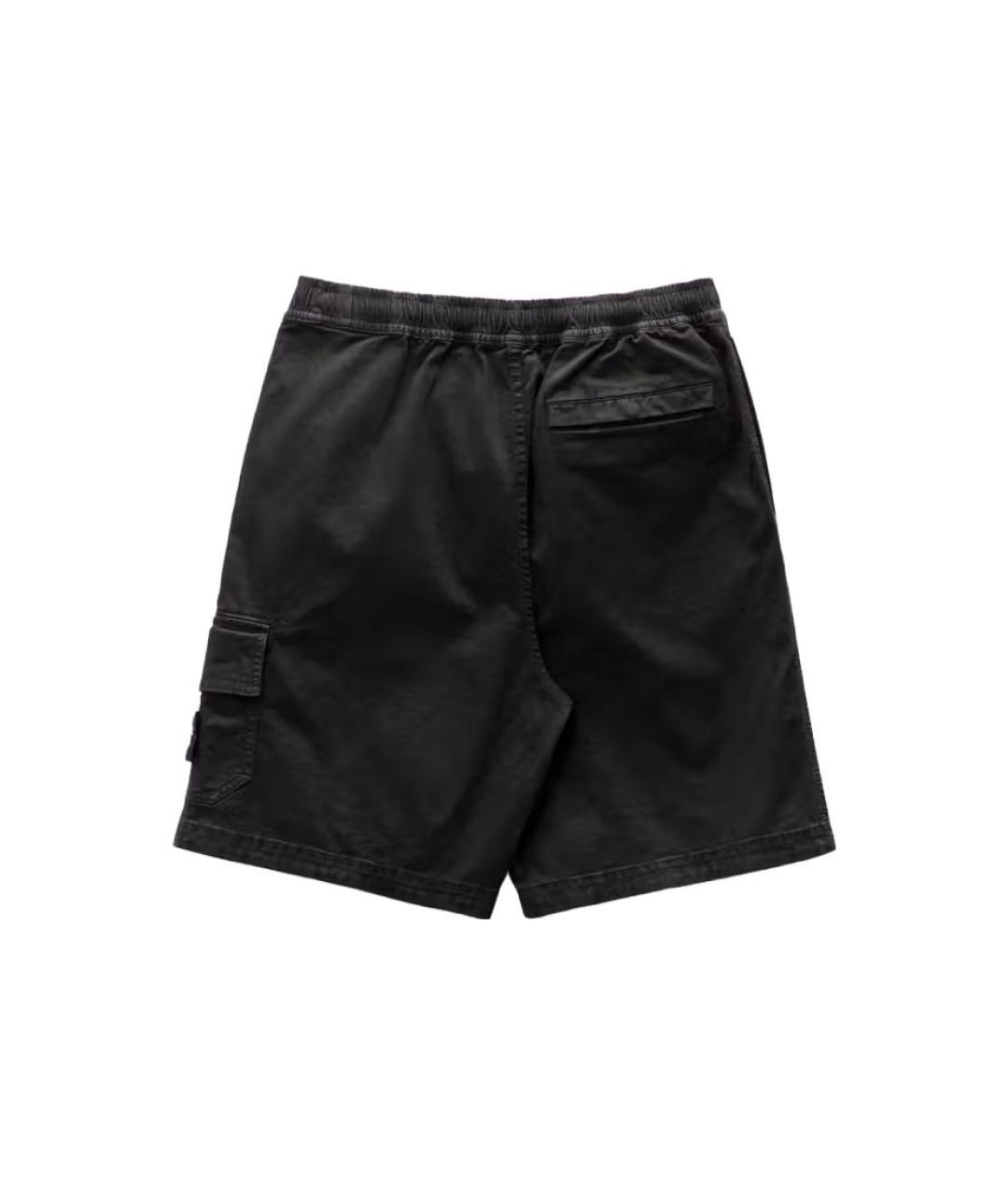 STONE ISLAND Черные хлопковые шорты, фото 2