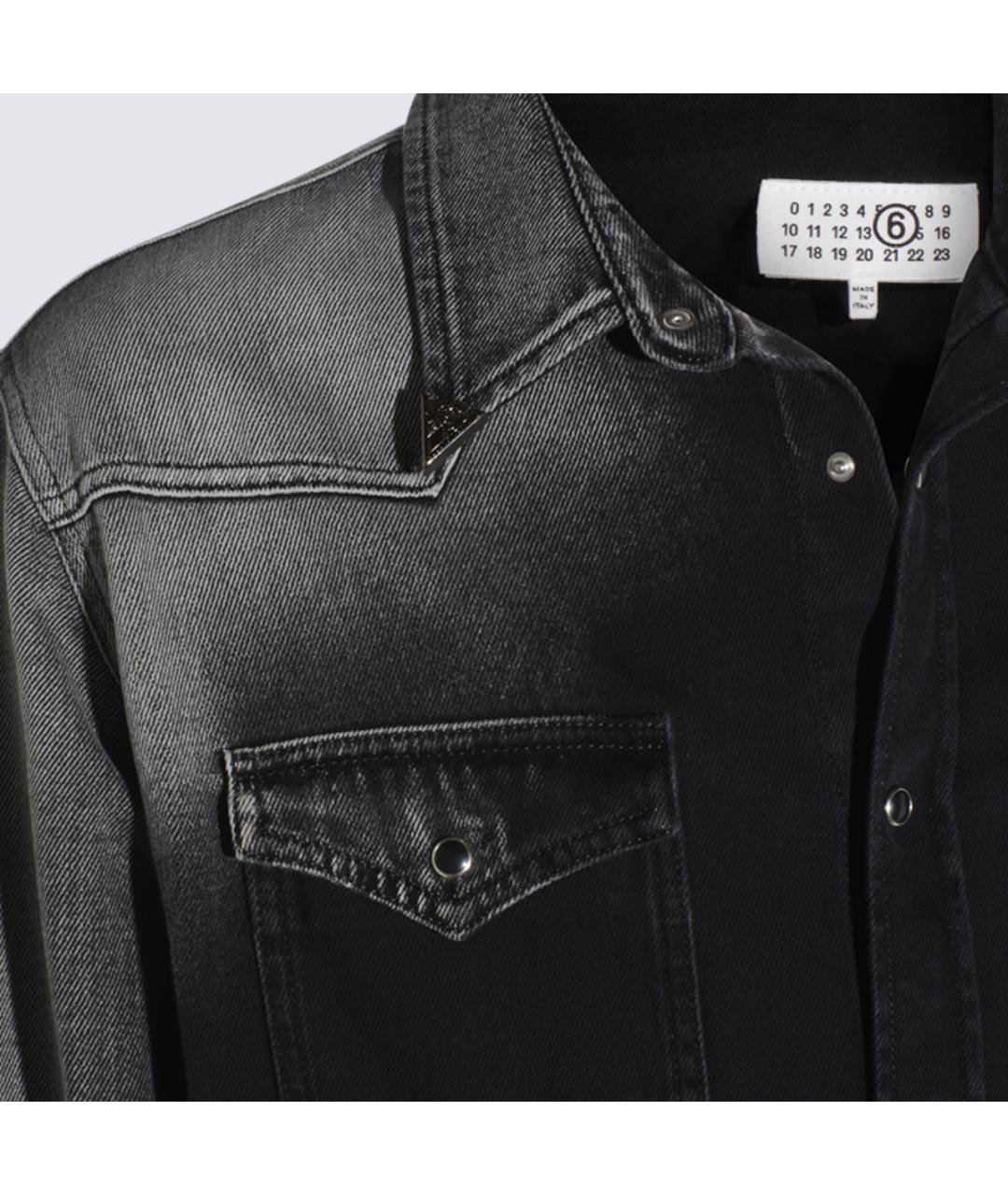 MM6 MAISON MARGIELA Черная хлопковая кэжуал рубашка, фото 4