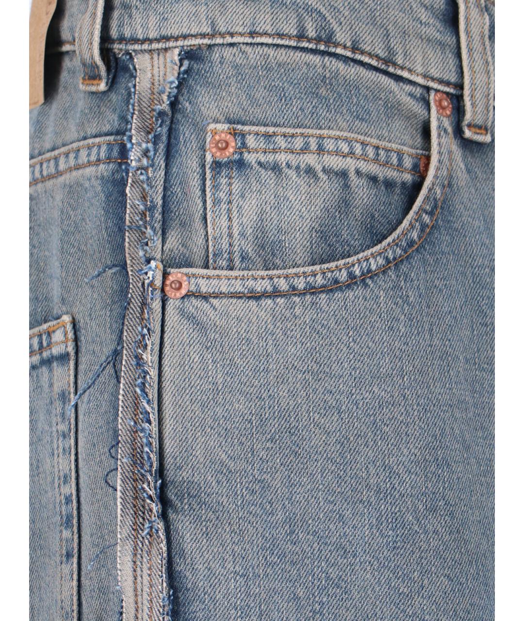 MM6 MAISON MARGIELA Голубые хлопковые прямые джинсы, фото 4