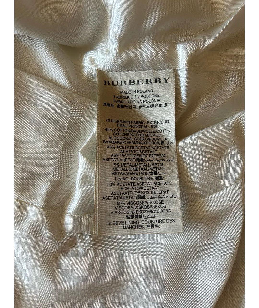BURBERRY Белый хлопковый жакет/пиджак, фото 2