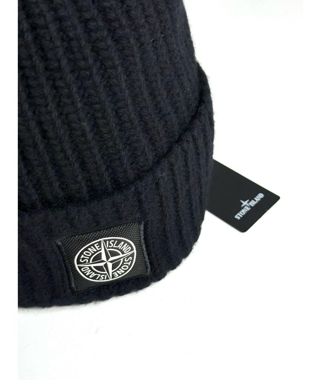 STONE ISLAND Черная шерстяная шапка, фото 5