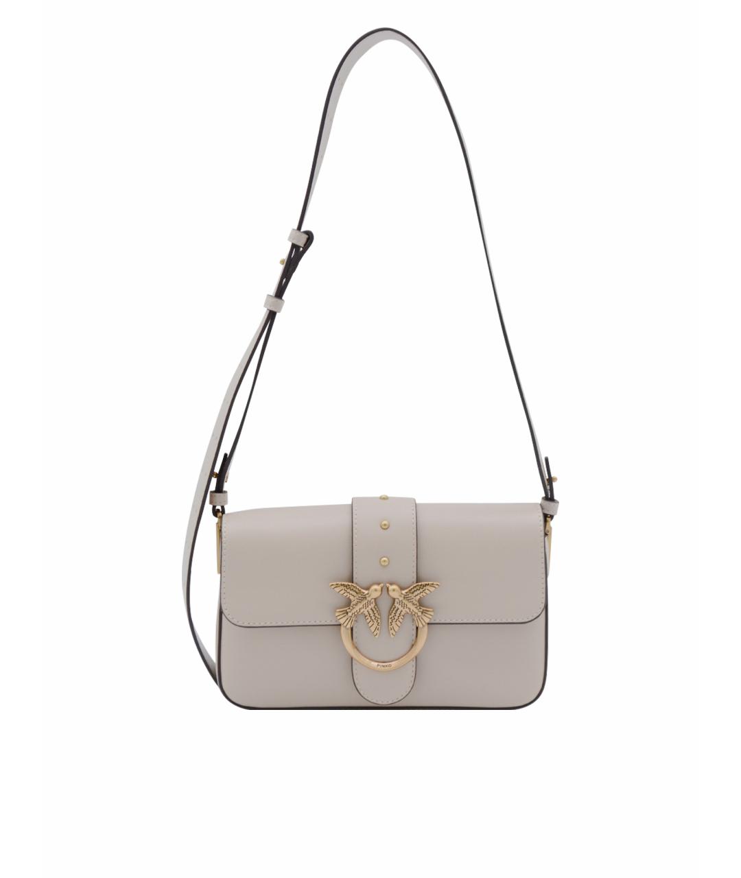 PINKO Бежевая кожаная сумка через плечо, фото 1