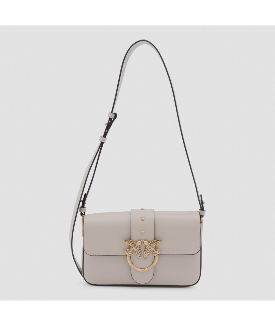 PINKO Бежевая кожаная сумка через плечо, фото 5