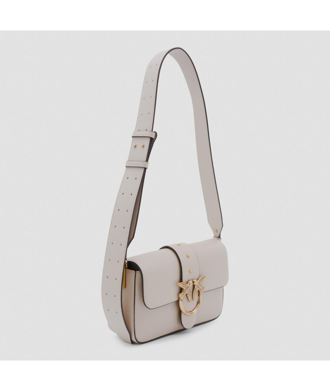 PINKO Бежевая кожаная сумка через плечо, фото 2