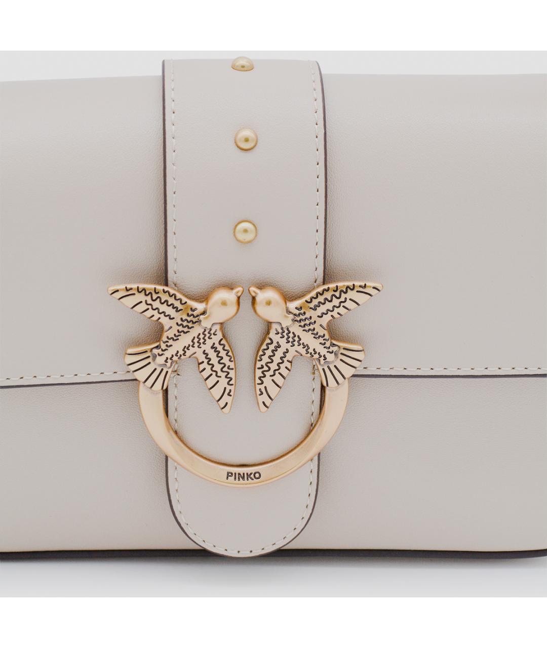 PINKO Бежевая кожаная сумка через плечо, фото 4