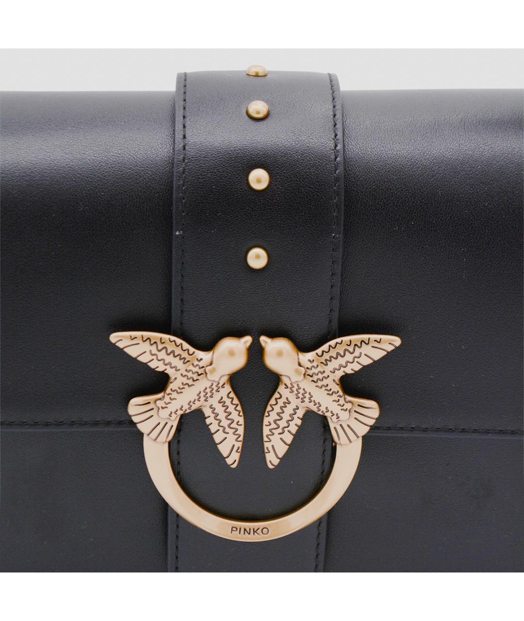 PINKO Черная кожаная сумка через плечо, фото 4
