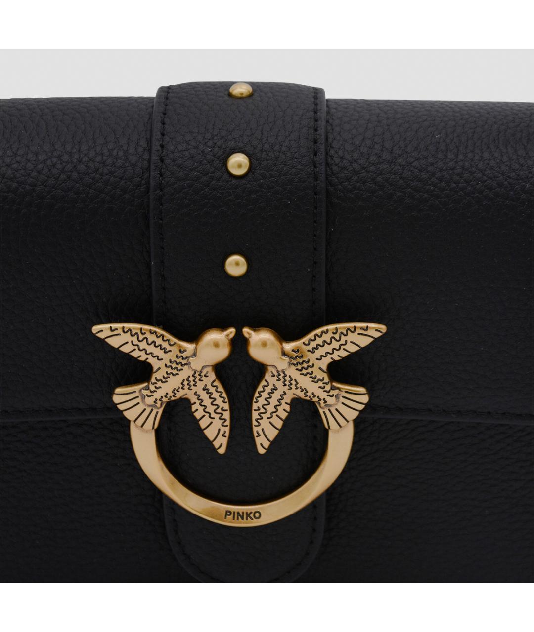 PINKO Черная кожаная сумка через плечо, фото 4