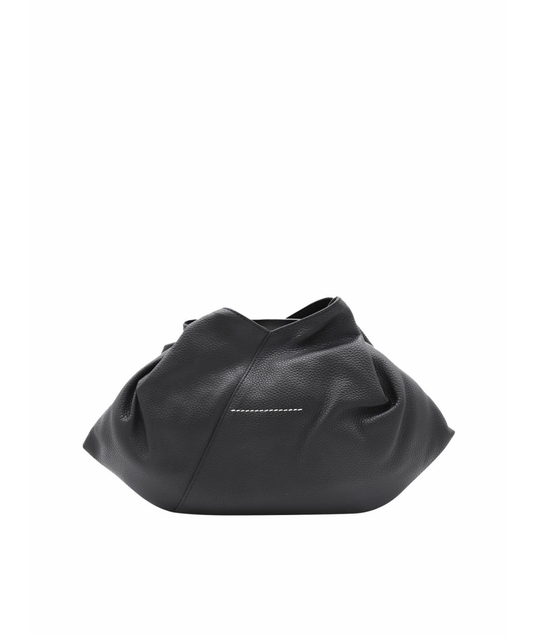 MM6 MAISON MARGIELA Черная кожаная сумка с короткими ручками, фото 1