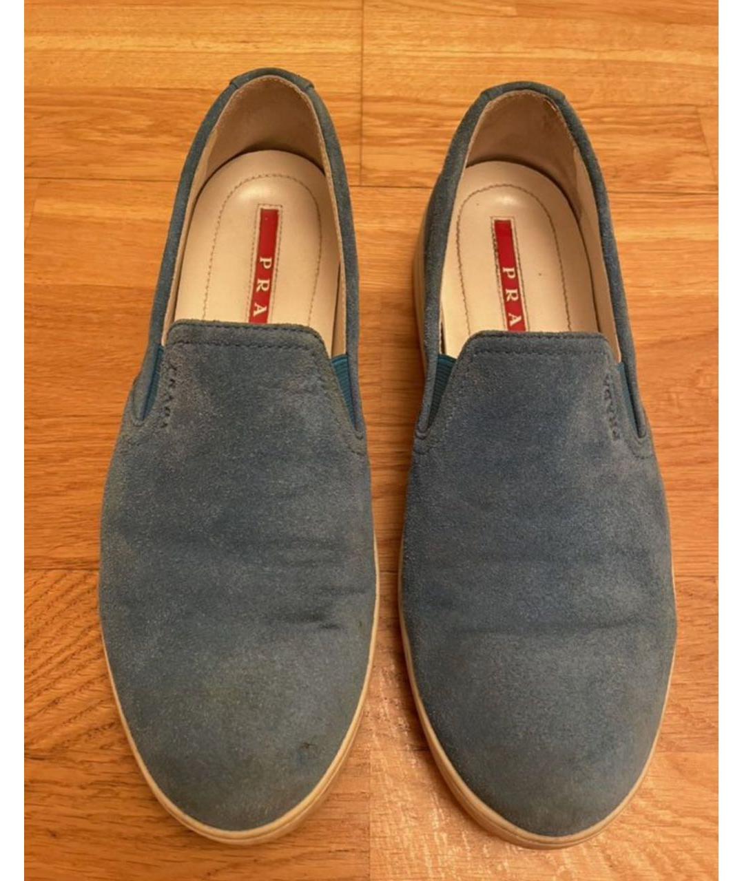 PRADA Бирюзовые замшевые слипоны, фото 5