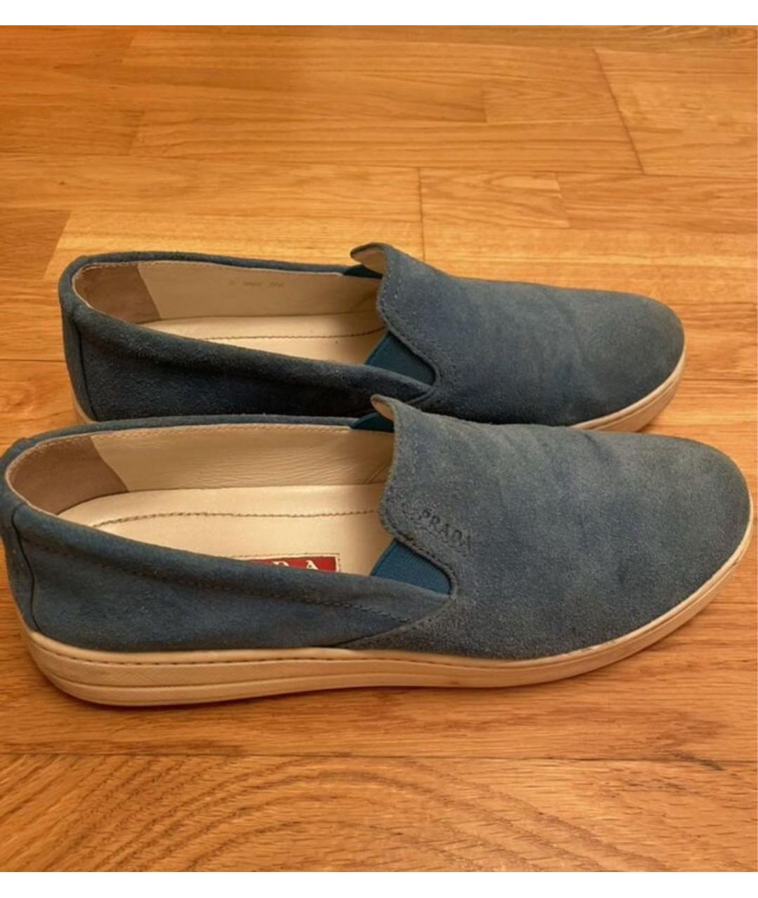 PRADA Бирюзовые замшевые слипоны, фото 2